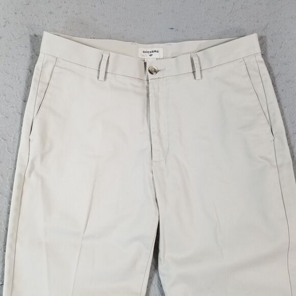 Dockers khaki chino pants men's 34x25 beige cotton Flex stretch preppy retro - Picture 2 of 11